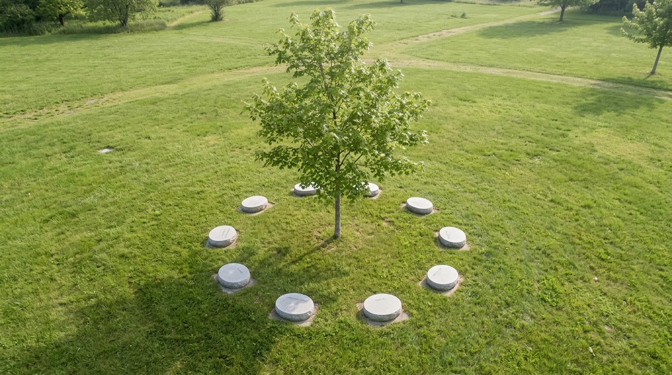 Drzewo z ośmioma kwaterami na planie Róży Wiatrów, widok z góry (wizualizacja poglądowa)